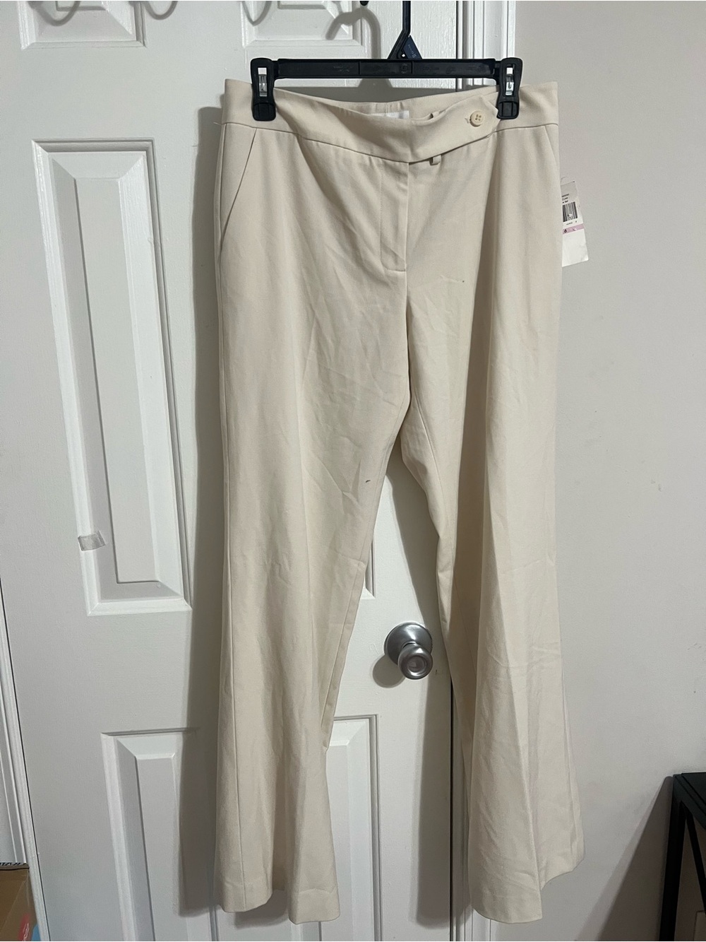 Calvin Klein Cream Wide-Leg Dress Pants